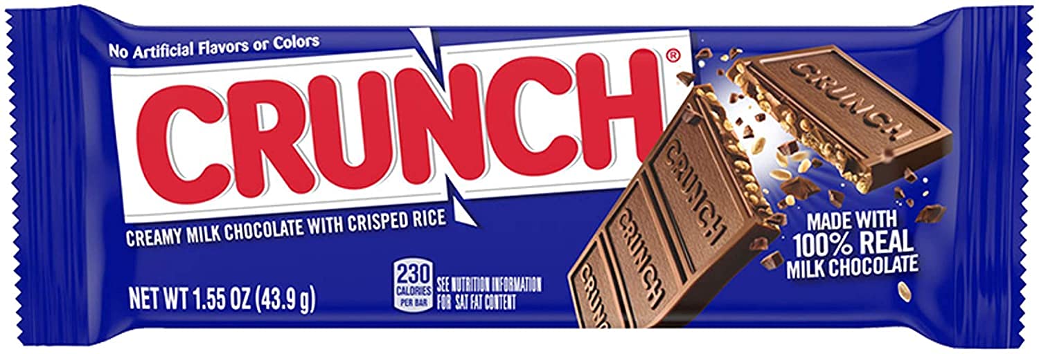 Crunch 100% Real Milk Chocolate Candy Bars, Perfect Easter Egg Basket Stuffers, Full Size 1.55 oz, 36 Count : Grocery & Gourmet Food