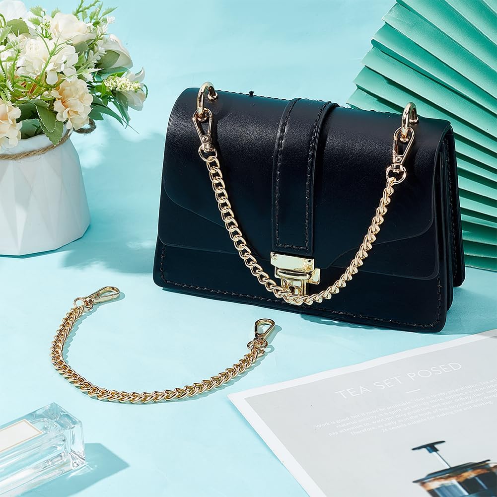 PH PandaHall 2pcs 12'' Light Gold Purse Strap Extender Aluminum Bag Chain Replacement Handbag Chain Strap Metal Bag Strap with Alloy Swivel Clasps for Handbag Purse Clutch Shoulder Tote Bag image 5