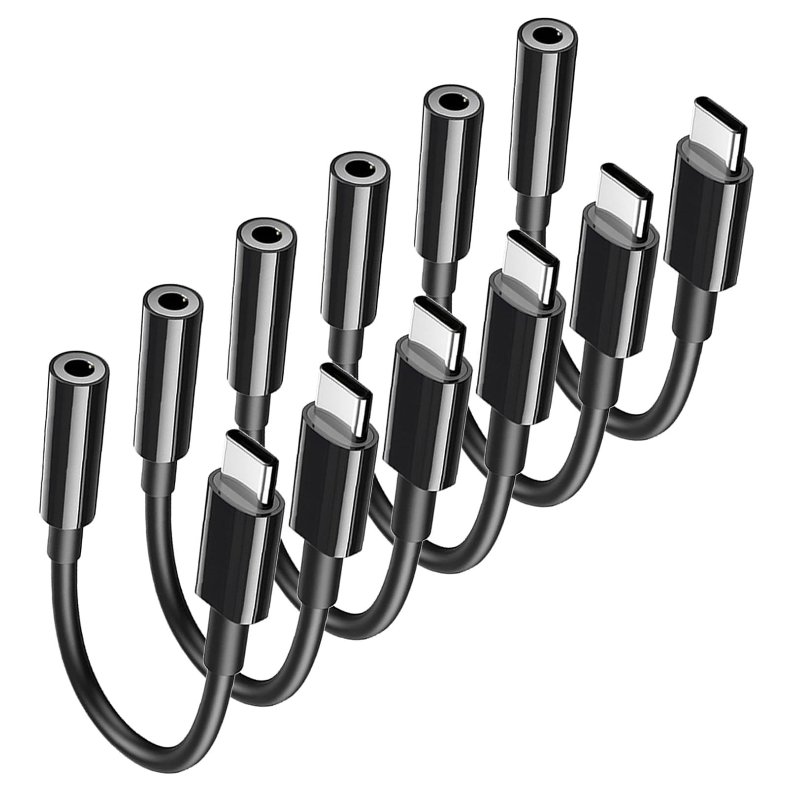 USB C to 3.5mm Headphone Jack Adapter Type C Audio Aux Cable Dongle Compatible with iPhone 16/15/15 Plus/15 Pro/15 Pro Max/iPad/Pixel, Samsung Galaxy S23 S22 S21 S20 Ultra Z Flip/Note (Black, 6pcs)