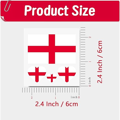 Miniatura 8 de 10 hojas de tatuajes faciales temporales de la bandera de Inglaterra 2022, 40 tatuajes falsos extraíbles, para hombres, niños y mujeres (Inglaterra)