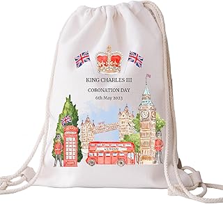King Coronation Bag Party Bag Gift Decoration Union Jack Union Jack Party Supplies for King Charles III Coronation Decorations Royal Event Party Festival Costume (Drawstring Bag)