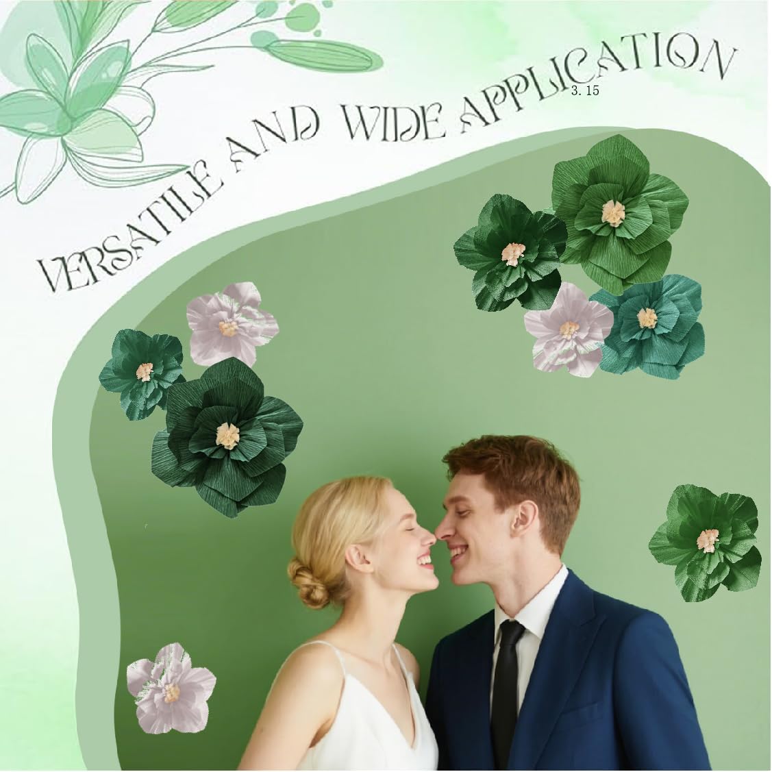Green Birthday Party Decorations Paper Flowers Artificial Crepe Tissue Wall Décor Wedding Birthday Bridal Baby Shower Classroom Nursery Room Backdrop Centerpieces (Green (9PCS))
