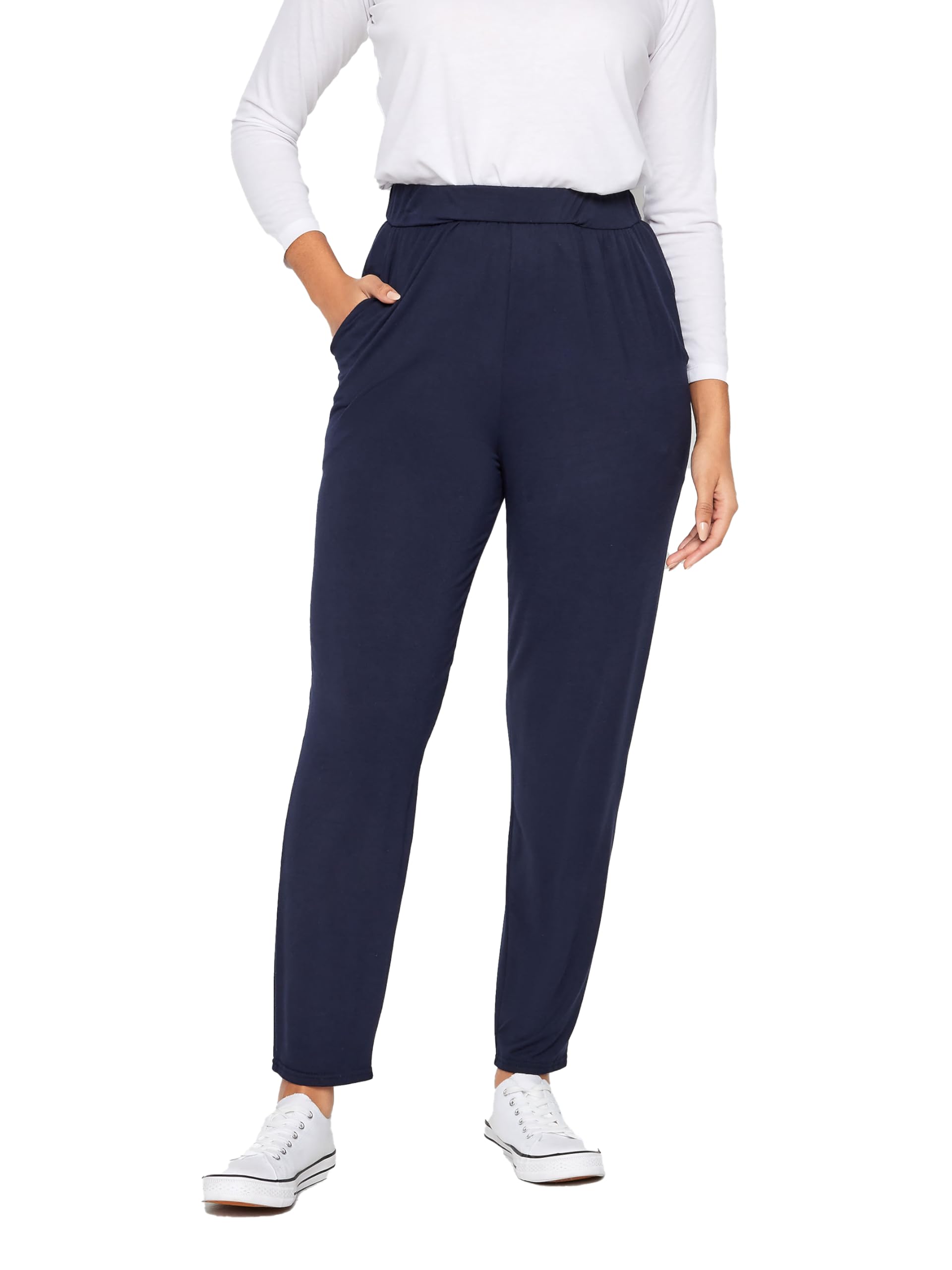 M&Co Women's Navy Blue Hareem Jersey Trousers Size 14