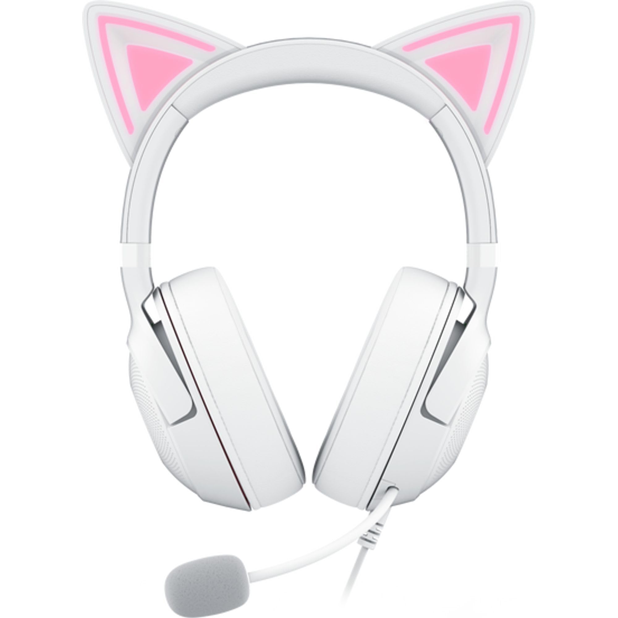 Razer Kraken Kitty V2 USB Wired Headset: Chroma RGB Kitty Ears - Stream Reactive Lighting - HyperClear Cardioid Mic - 40 mm Drivers - 7.1 Surround Sound - Comfortable Ear Cushions -: White