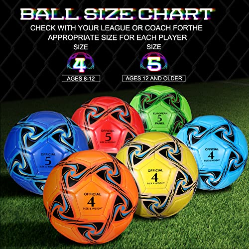 Deekin 6 Pcs Soccer Ball With Pump Official Size 4 Size 5 Size Outside Sport Soccer Ball Machine Stitched Ball For Game Training Practice (Size 5) #TOP2