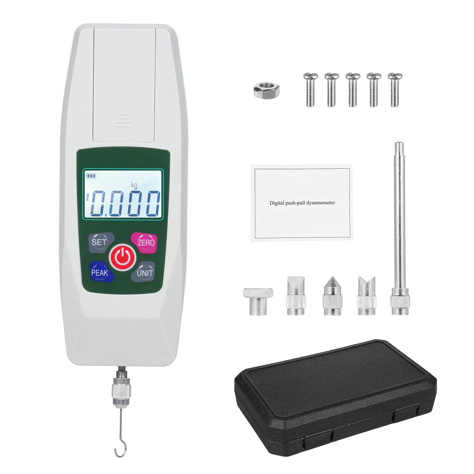 Medidor de fuerza Digital 500N 2 en probador de empuje y tracción dinamómetro multifuncional para pruebas de presión de tensión con apagado automático (KF-500)