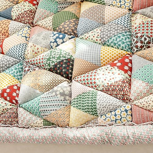 Housse de canapé en coton pour baie vitrée et tapis de sol patchwork cocooning