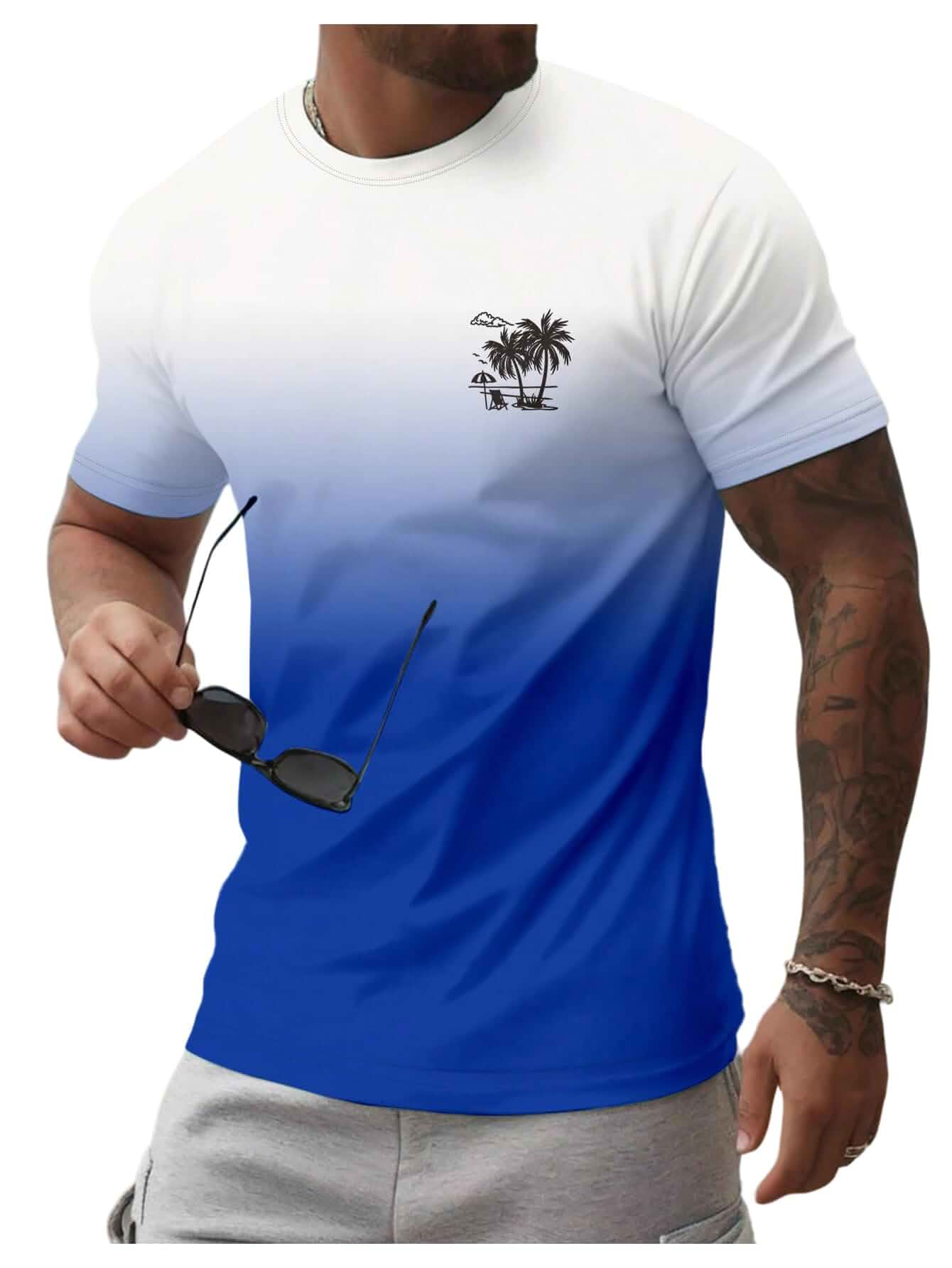 SOLY HUX Men's Graphic Tees Summer Beach Vacation Casual T Shirts | Short Sleeve Top, Crewneck, Ombre Shirts for Men