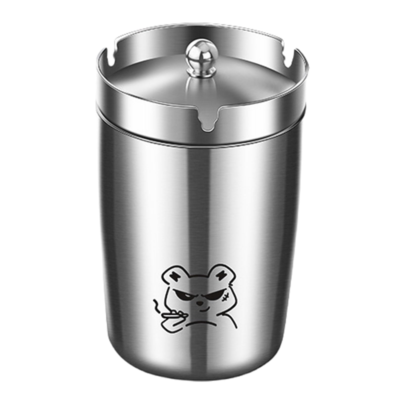 pumpumlia Stainless Steel Ashtray With Windproof Lid For Indoor Or Outdoor Cleaner Environment Neat And Tidies Space Smokeless