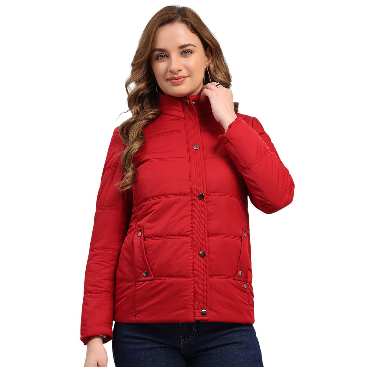 monte carlo Womens Regular Fit Solid Collared Neck Zipper Full Sleeve Winter Jacket Women Winter Jacket | Stylish Zipper Jacket | Casual Winter Wear For Women's (Pack Of 1)-picture-17