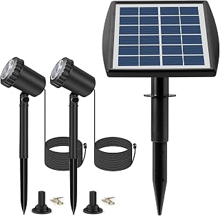 Luzes Solares De Jardim, Funien 2 Pcs Led Solar Spotlight Impermeável Ip68 Solar Powered Garden Pond Light De Gramado Branco Quente Para Quintal De Quintal Auto On/Off Segurança Lâmpada De Paisagem