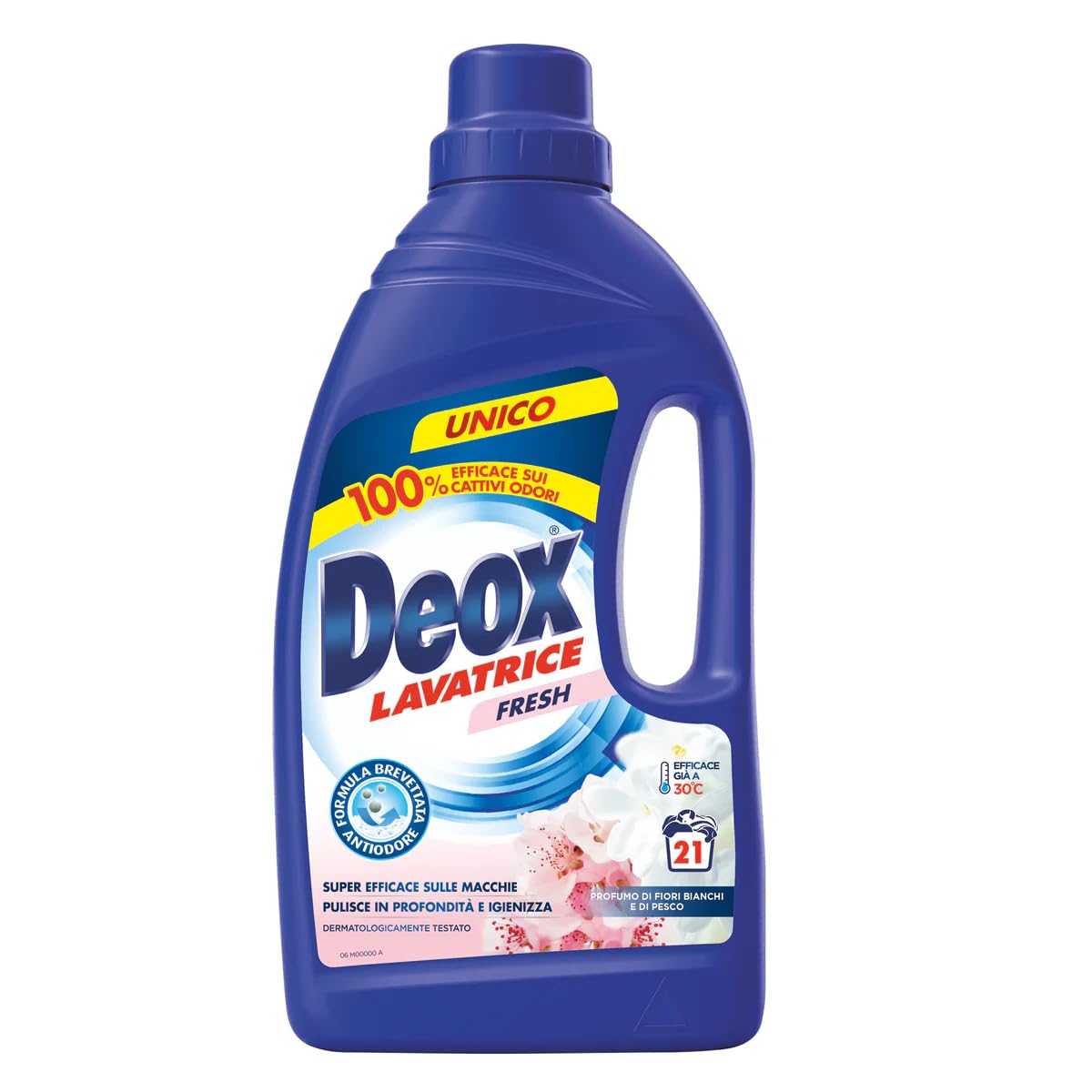Deox Lavatrice Fresh Blu - Detergente líquido para lavadora (21 lavados, 1050 ml, incluye llavero Beni Culinari gratuito), 3 unidades