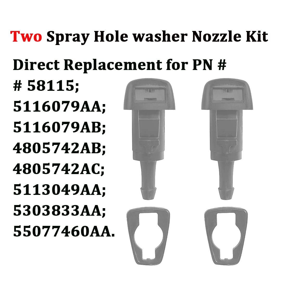 Crystal Clear View! 2pcs Windshield Washer Fluid Spray Nozzle For Dodge Grand Caravan 2008-2017