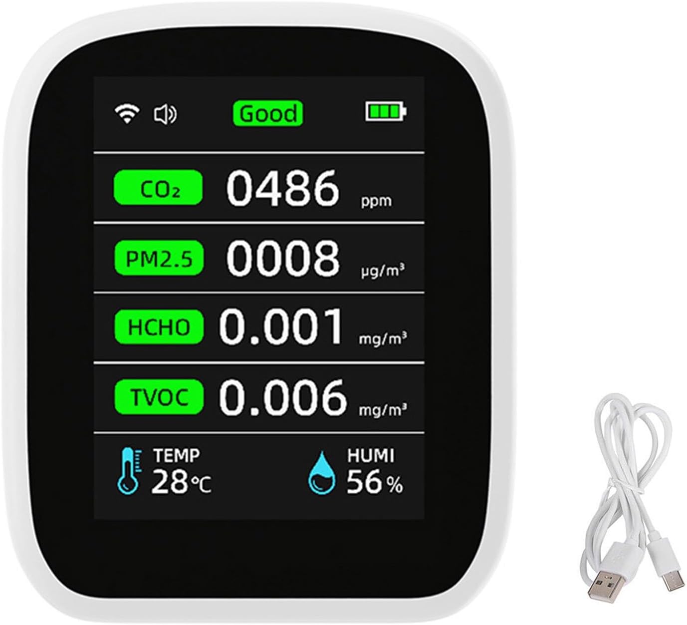 Monitor CO2 Misuratore Di Qualità Dell'Aria 5 In 1 - Rileva HCHO, TVOC, CO2, Temperatura E Umidità Con Display LCD Migliori Misuratori Qualità Dell'aria - Foto 5