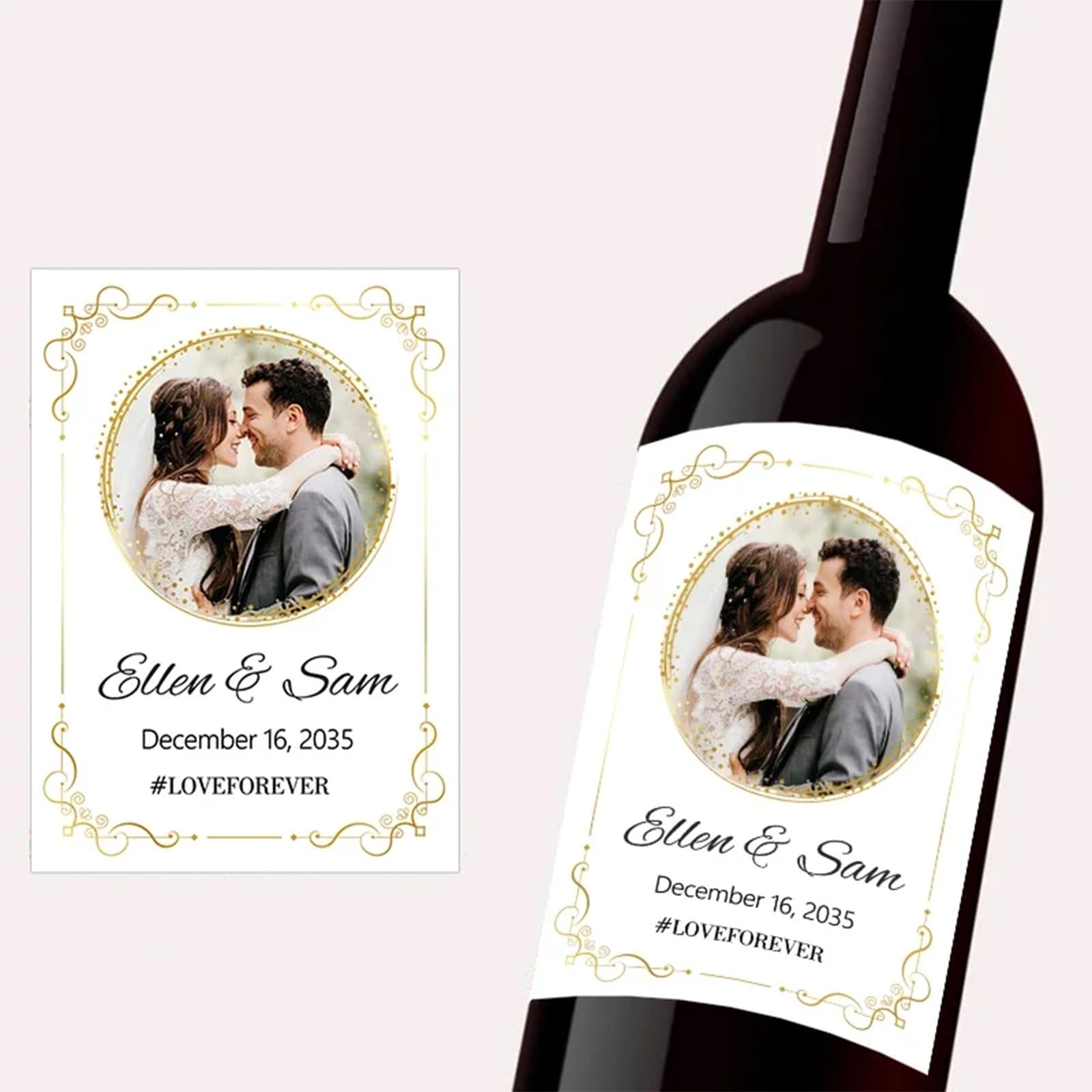 20pcs Custom Photo Labels Wine Bottle Stickers,Champagne Bottle Labels Wedding,Wedding Wine Labels (10,9x12.7cm)
