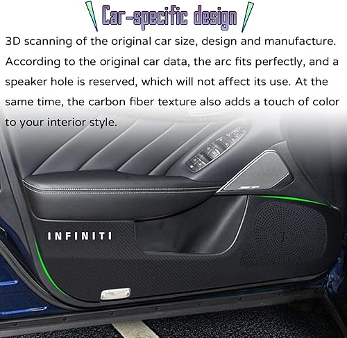 Miniatura 6 de Accesorios interiores personalizados, 4 unidades para Infiniti Q50 2014 2015 2016 2017 2018 2019 2020 2021 2022 2023 de cuero para puerta de