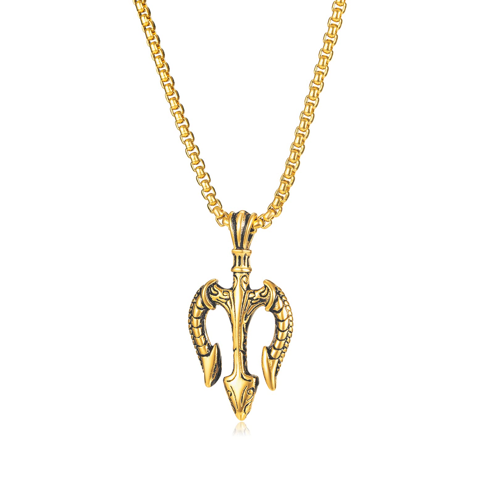 Poseidon Trident Neptune Pendant Stainles Steel Ancient Greece Amulet Necklace for Men,Gift for Sailor for Men/Boys-image-19