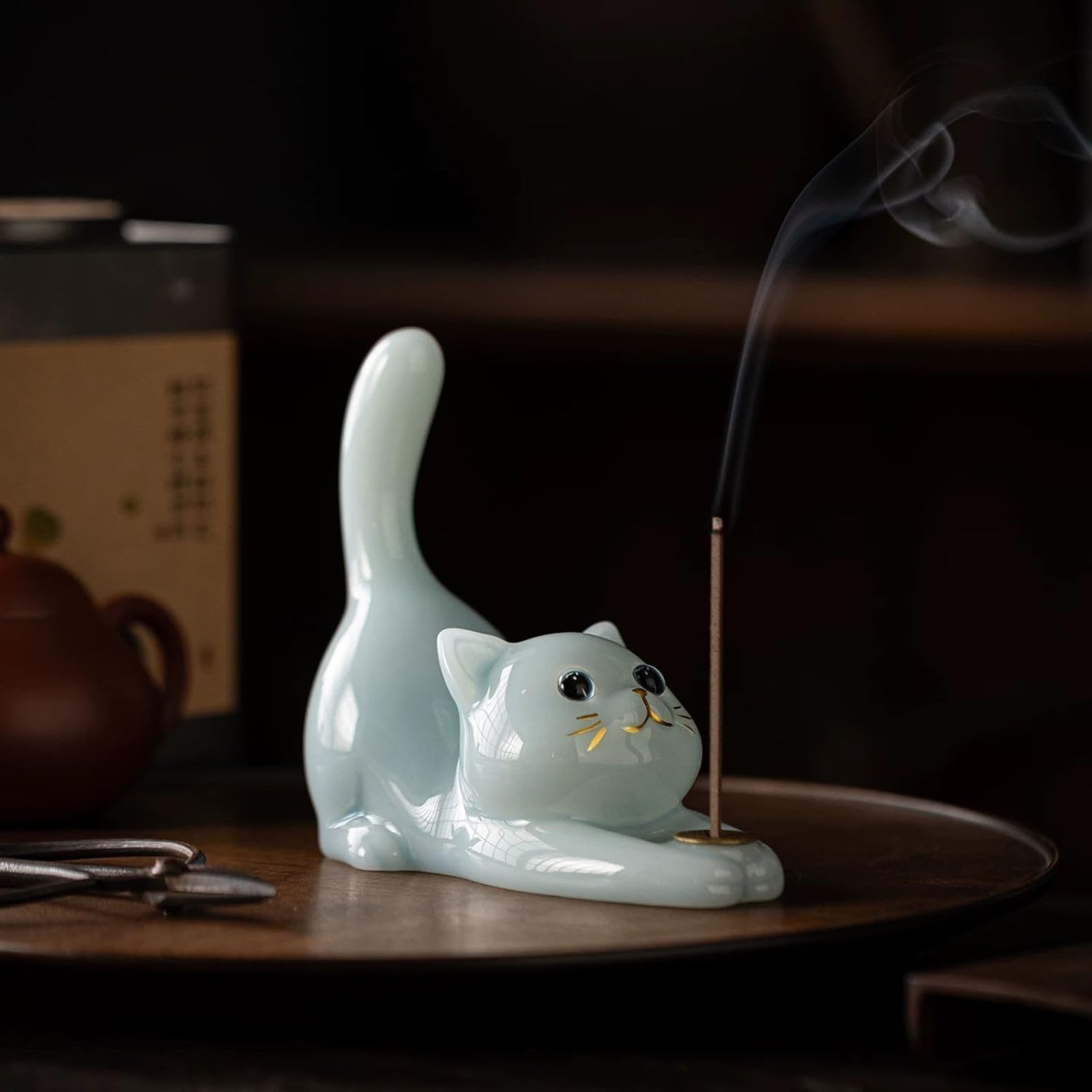 Porta incenso in ceramica, 12,1 cm / 4.8in, per cerimonia del tè