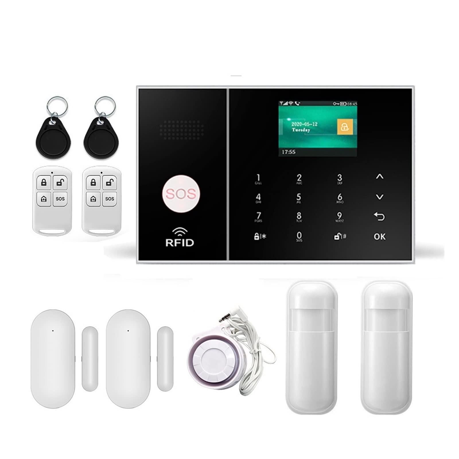 Kit Allarme Casa, Wifi GSM Burglar Home Security Alarm Alarm System Kit Wireless Alarming Kit Tuya SmartLife App supporta il rivelatore cablato wireless(PG108-4G-H)