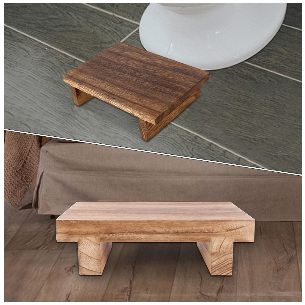 UKCOCO Small Wooden Step Stool: Wooden Step Stool for Kids and Adults - Non-Slip Bedside Footstool for Bedroom Bathroom Kitchen - Image 2