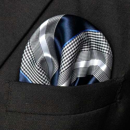 Image of JEMYGINS Mens Striped Tie and Lapel Pin Necktie Pocket Square and Tie Clip Sets for Business Casual 4PCS