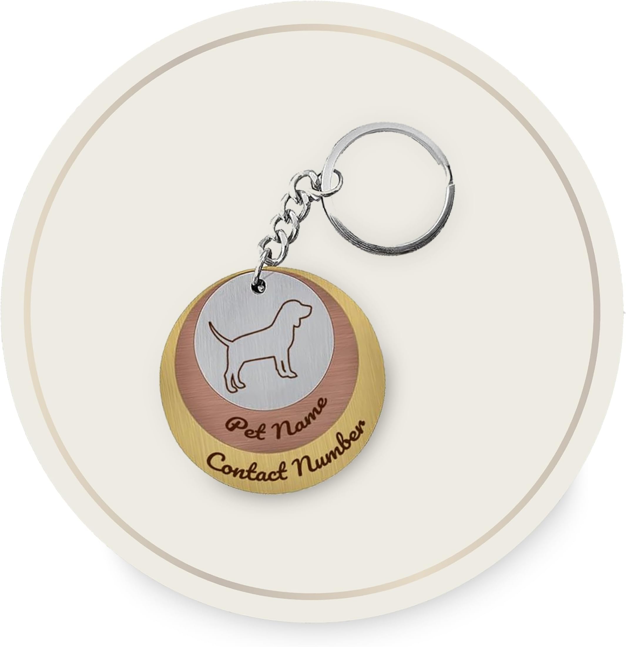 Savri Personalized Copper Engraved Pet ID Tag - Name, Owner's Mobile Number, and Address - Customized Dog/Cat/Pet Tag with Separate Rings.