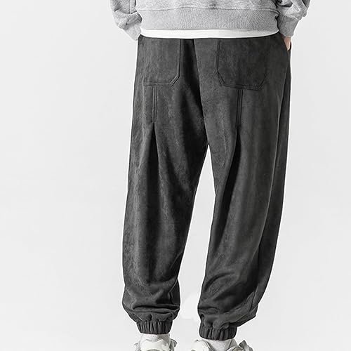 Vista 3 de oelaio Men's Sweatpants Elastic Waist Drawstring Trousers Loose Straight Chino Pants Baggy Work Trousers with Pockets