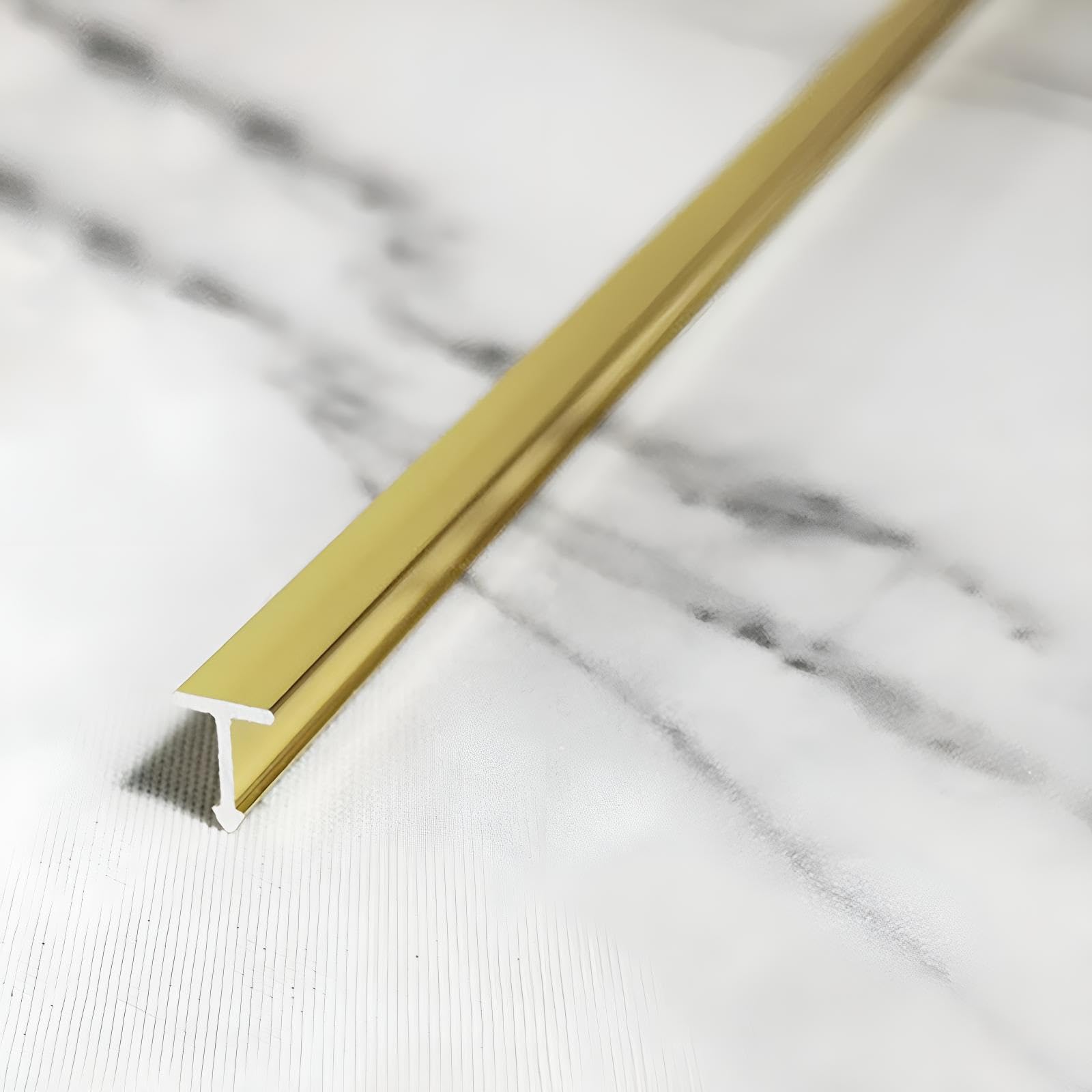 Tiras De Transición De Aluminio Para Suelos Laminados, Vinílicos Y Parquet, 125cm, 2 Piezas, Perfiles En Forma De T, Tira De Borde Para Puerta, Solución Duradera Para Suelos(Gold,Breite: 6mm)
