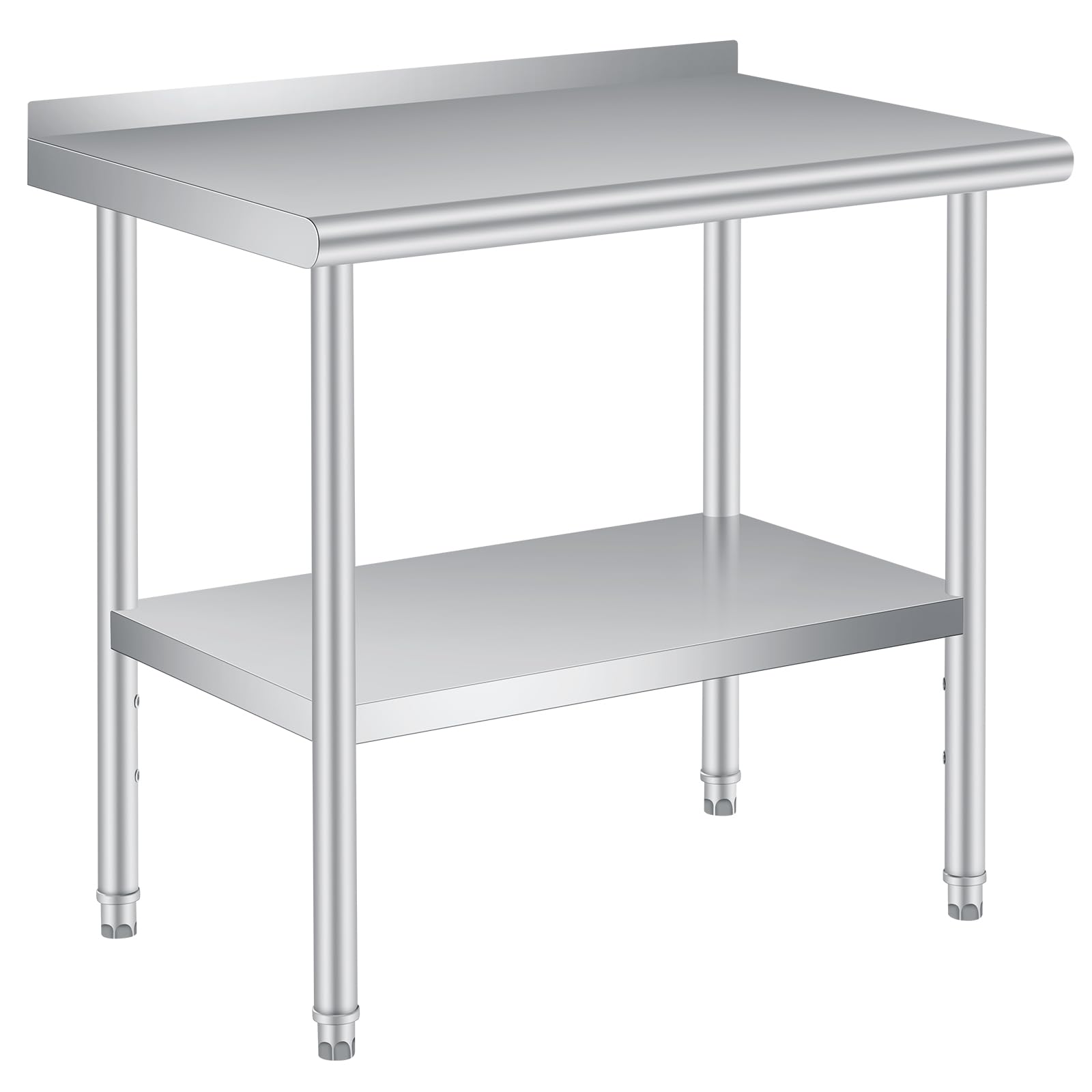 GarveeTech Stainless Steel Table with Wheels, 36 x 24 inches Heavy Duty Commercial Work & Prep Table with Adjustable Undershelf, Backsplash for