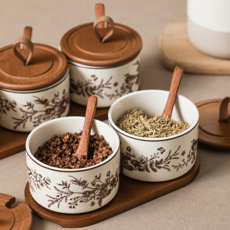 French Seasoning Jar Set for Home Kitchen Salt Container Spice Box