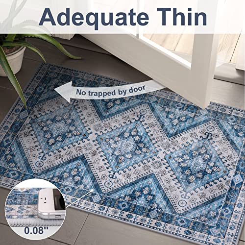 Beeiva Tribal Washable Kitchen Runner Rugs, 2X6 Blue Carpet Runners For Hallways Rug For Kitchen Bedroom Bathroom, Vintage Distressed Non Slip Laundry Room Rugs For Entryway Runner #TOP2