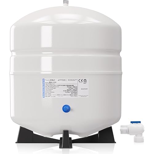 Max Water Heavy Duty 4.4 Gallon @100 PSI Pressurized RO (Reverse Osmosis) Water Storage Tank, PA-E RO-132 + Valve