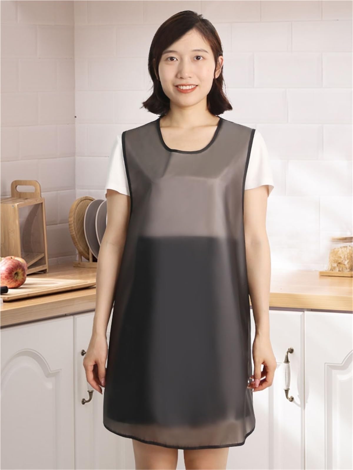Delantal transparente Delantal de TPU transparente impermeable for mujer, ropa trabajo cocina, industria Fiing al aire libre, hogar Simple, 2 uds