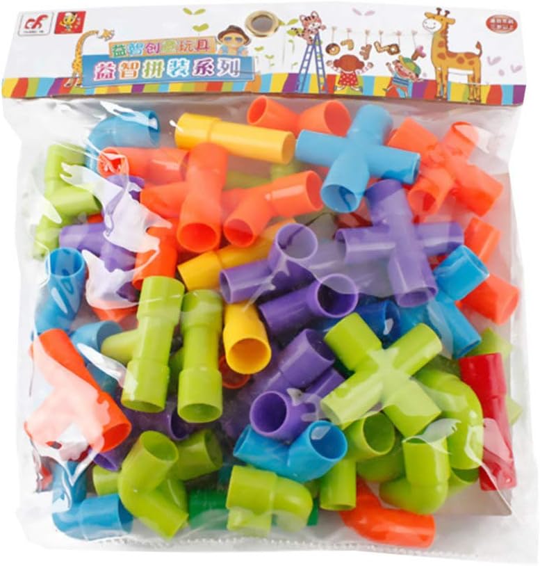 TOYANDONA Bloques de construcción de tuberías, juguetes de construcción de tubos de plástico juguetes de ladrillos juguetes educativos tempranos para niños para ser creativo- colores surtidos