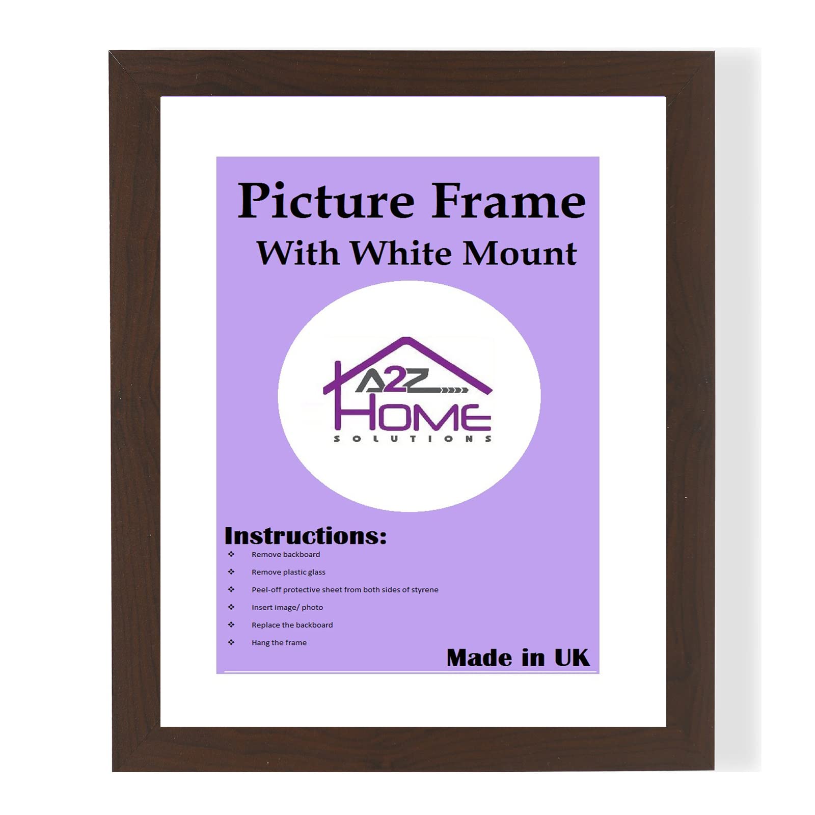 A2Z Home Solutions® Wall Poster Picture Frame With Mount to Hang Portrait or Landscape Art Gallery Mahogany Photo Frame With White Mount- 45x55 cm Pic Size 35x45 cm