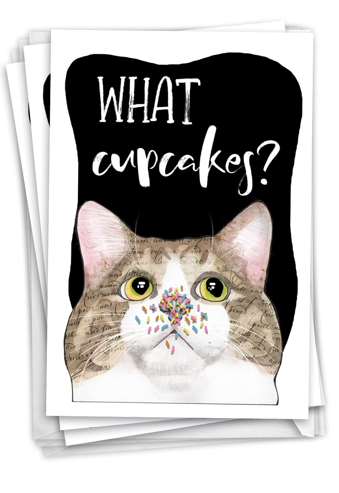 NobleWorks, Pack of 3 Funny Birthday Greeting Cards with Envelopes (1 Design, 3 Each) Cat Antics - Cupcakes C3638ABDG-C3x1 — image 1