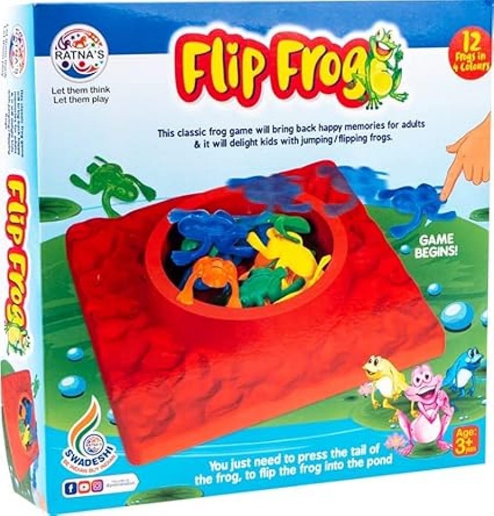 BKDT Marketing Flip Frog Into The Pond Party & Fun Games Board Game Toy for Kids - 12 Frog