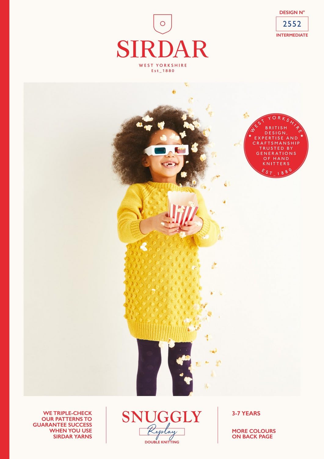 Sirdar Gold 2552 Knitting Pattern Childrens Long Spotty Raglan Sweater In Snuggly Replay Dk