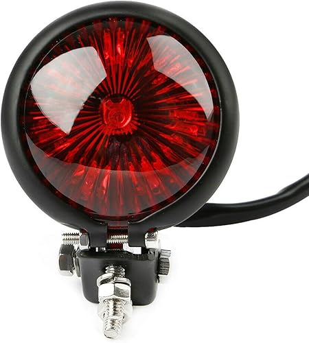 Miniatura 2 de Yibid Luz trasera negra motorizada estilo Bates Fender para motocicleta, lente roja, lámpara de freno LED, luz trasera para Chopper Bobber Cafe