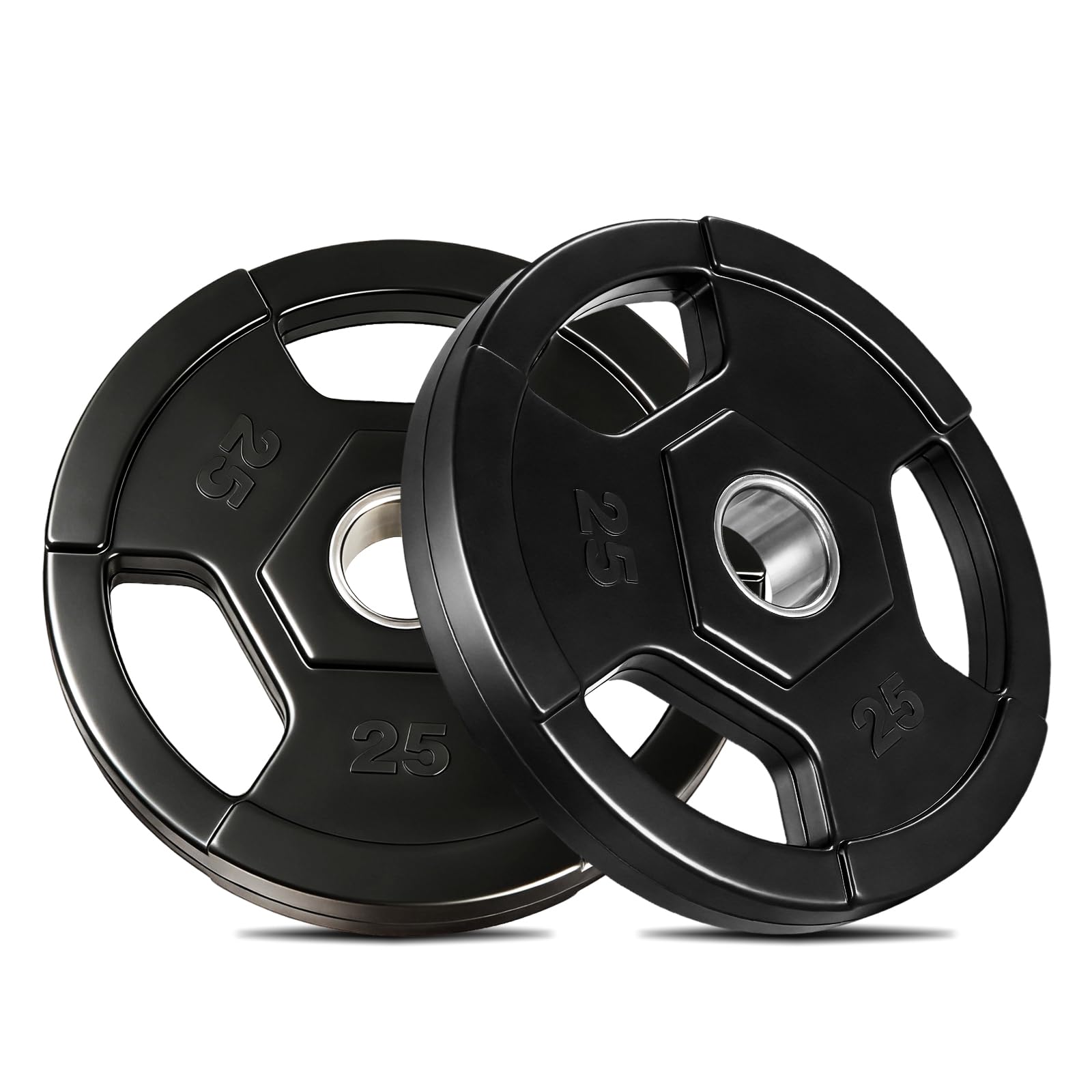 Garvee Discos Olímpicos de Caucho - Placas de hierro fundido silenciosas para musculación y gimnasio en casa, protección del suelo, adecuadas para barras olímpicas - Par de 2 x 10 lbs