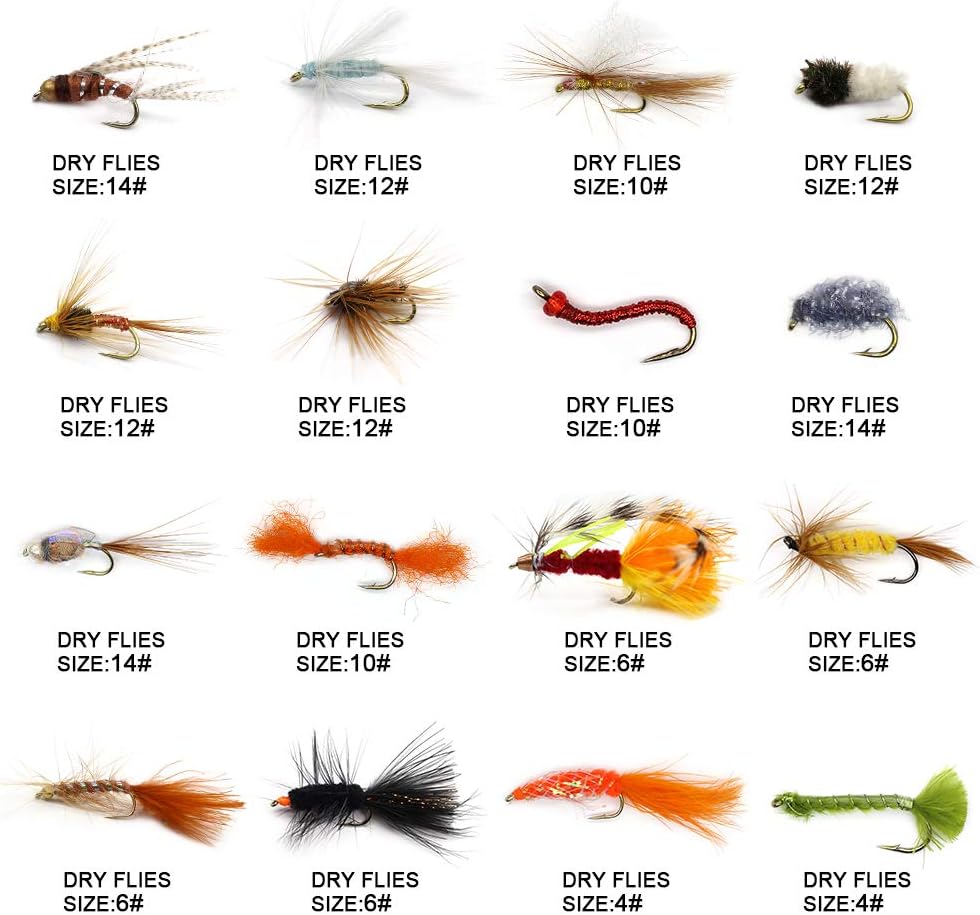YZD Fly Fishing Flies Realistic Dry Wet Nymph Trout Flies Hand Tie Lures Kits 12/26/48 Pcs…