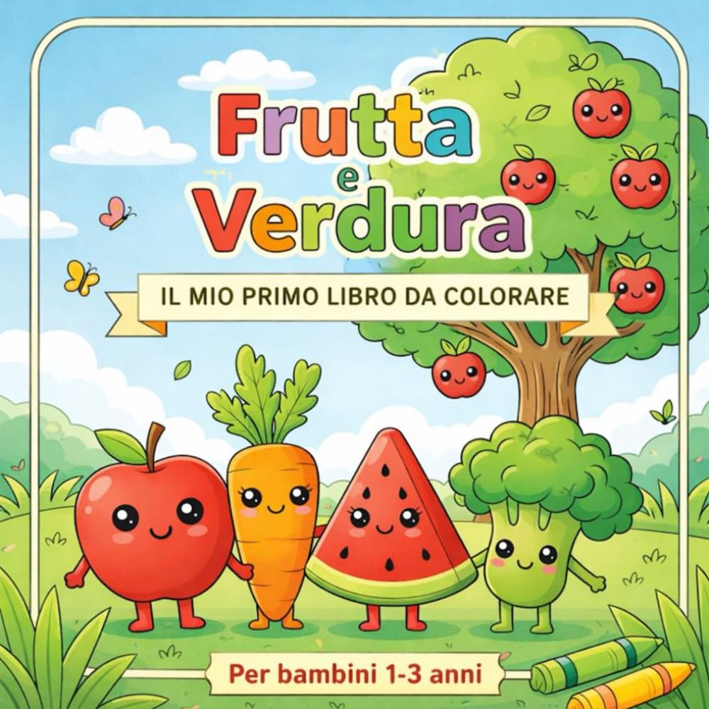 Frutta e Verdura: Il mio primo libro da colorare per bambini 1–3 anni