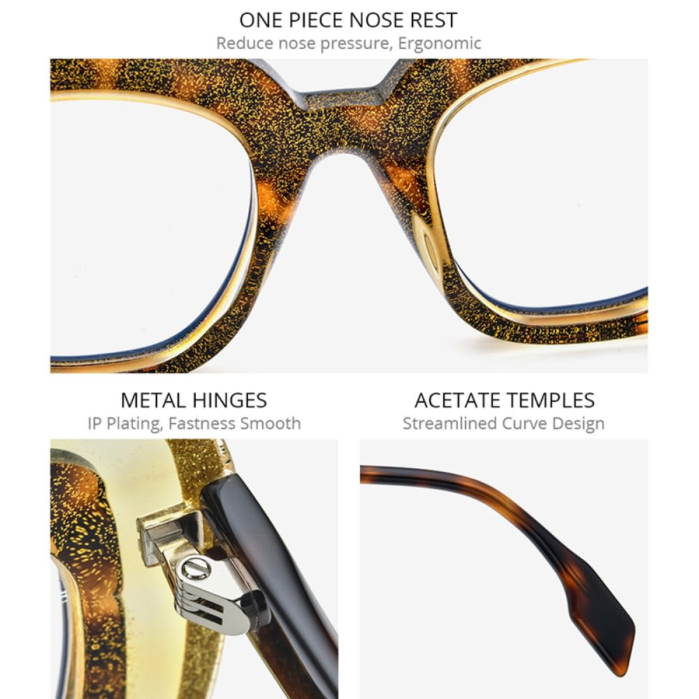 MUTYNE Gafas de acetato en polvo, montura de gafas para mujer, gafas de ojo de gato, gafas de ojo de gato