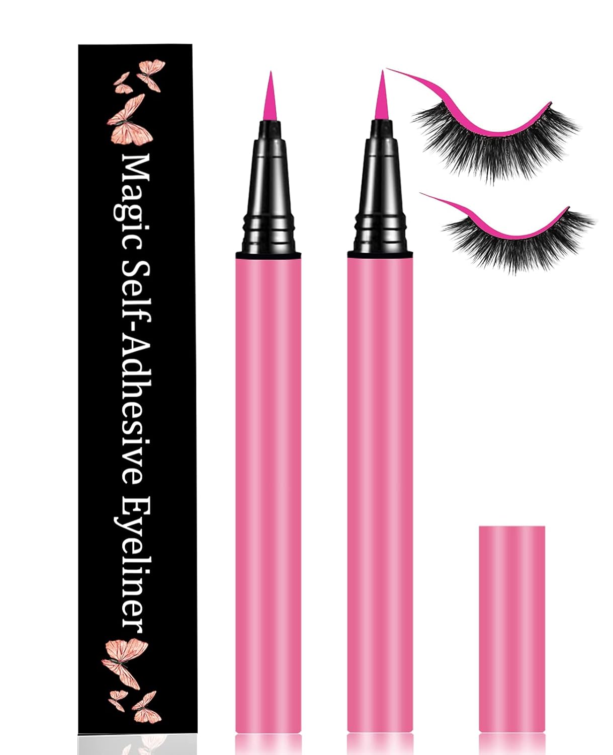 Eyelash Glue Pen Latex-Free Lash Glue Liner Self-Adhesive Eyeliner Pen 2 in 1 Eye Liner Pen lash Glue Pen Strong Hold Waterproof Eyelash Glue for False Lashes (1P，Black） : Beauty & Personal Care