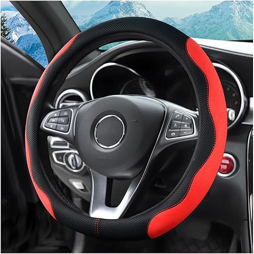 Miniatura 9 de Funda para volante de automóvil de 14.5 a 15 pulgadas, protector de rueda interior de automóvil con cuero duradero, suave, transpirable,