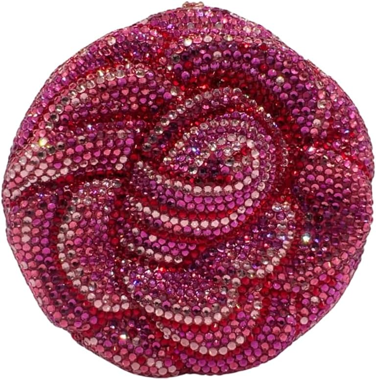 Luxury 3D Rose Flower Clutch Purse for Women Full Crystal Handbag Party Diamond Evening Bag Mini Wedding Purse