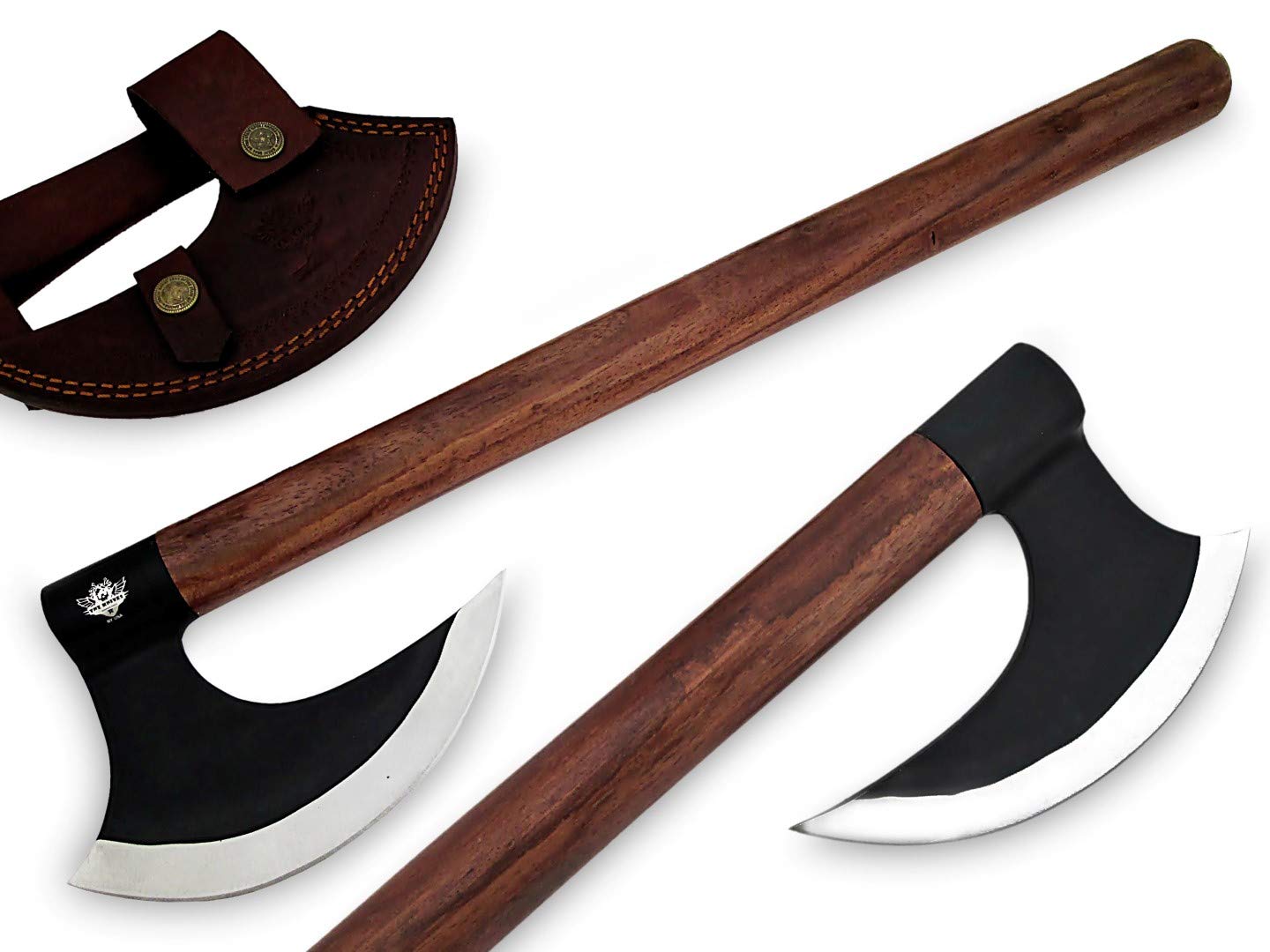 TNZ-69 USA Stainless Steel Knife 7 Inch Blade 30 Ounce Long Hunting Camping Axe High Stainless Hatchet Viking Long Bearded Axe Leather Cover TNZ Hand Made Stainless Steel Knives