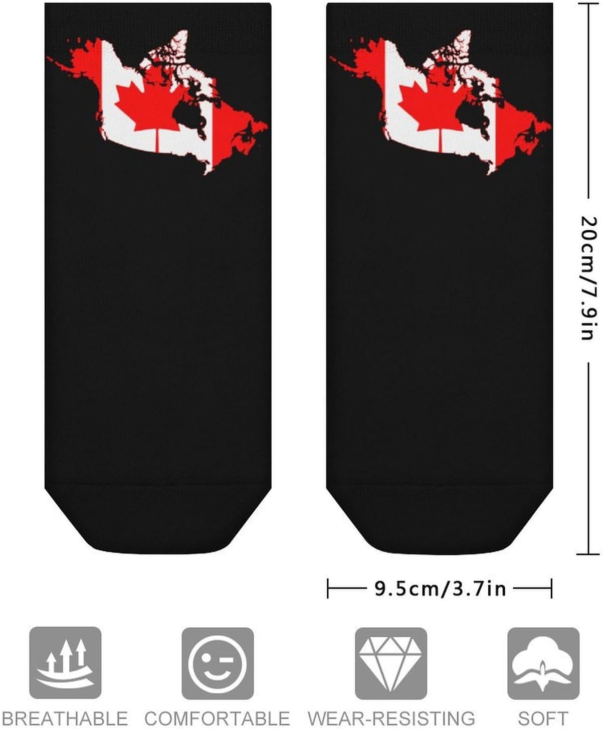 Canada Flag Map Ankle Socks for Men Women Low Cut Crew Sock Casual Sports Clothing