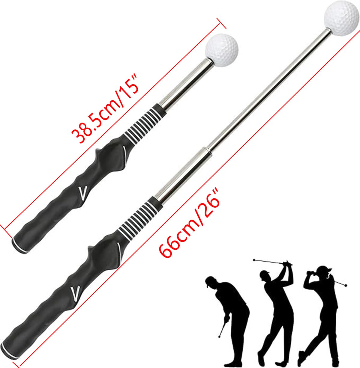Entrenador de swing de golf ajustable con sonido de impacto TP14 38.5-66 cm retráctil