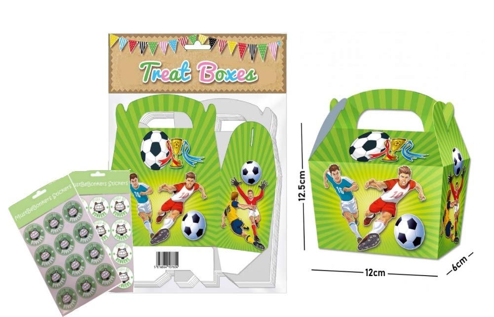 20 Boys Football Player Birthday Party Treat Boxes Cupcake Favour Sweet Gift Box & Sticker Seals